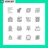 Set of 16 Commercial Outlines pack for house nucleus hammer cell watch Editable Vector Design Elements