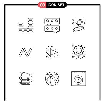 Mobile Interface Outline Set of 9 Pictograms of left arrow day crypto currency nav coin Editable Vector Design Elements
