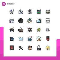 Universal Icon Symbols Group of 25 Modern Filled line Flat Colors of love calendar brainstorming error browser Editable Vector Design Elements