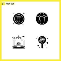 4 User Interface Solid Glyph Pack of modern Signs and Symbols of diet laptop medicine network configuration Editable Vector Design Elements