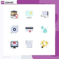 Editable Vector Line Pack of 9 Simple Flat Colors of web setting shopping chip interface Editable Vector Design Elements