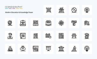 25 Modern Education And Knowledge Power Line icon pack vector