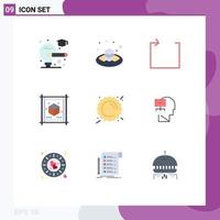 9 Universal Flat Color Signs Symbols of weather sun loop summer paper Editable Vector Design Elements