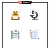 Universal Icon Symbols Group of 4 Modern Flat Icons of backpack save lab science health Editable Vector Design Elements