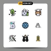 Set of 9 Modern UI Icons Symbols Signs for earth response eid relationship estimation Editable Vector Design Elements