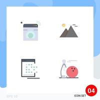 conjunto de 4 paquetes de iconos planos comerciales para elementos de diseño vectorial editables de la aplicación giza de lavado de sol de internet vector