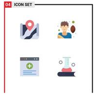 Set of 4 Modern UI Icons Symbols Signs for map internet google soccer player science and education Editable Vector Design Elements