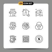 Modern Set of 9 Outlines and symbols such as smartphone mobile house student graduation Editable Vector Design Elements