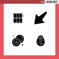 Mobile Interface Solid Glyph Set of 4 Pictograms of cabinet coin sport left money Editable Vector Design Elements