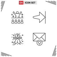 4 Creative Icons Modern Signs and Symbols of communication gingerbread man motivation end mail Editable Vector Design Elements