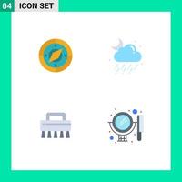 4 User Interface Flat Icon Pack of modern Signs and Symbols of navigation cleaning location weather beauty Editable Vector Design Elements