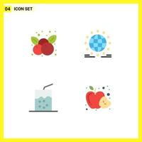 Universal Icon Symbols Group of 4 Modern Flat Icons of cherry cocktail cherries internet soda Editable Vector Design Elements