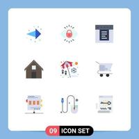 Mobile Interface Flat Color Set of 9 Pictograms of vacation beach tabs home conversation Editable Vector Design Elements