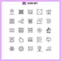 Set of 25 Modern UI Icons Symbols Signs for speedup boost dice canada home Editable Vector Design Elements