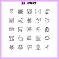 Set of 25 Modern UI Icons Symbols Signs for speedup boost dice canada home Editable Vector Design Elements