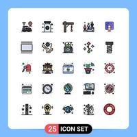 Modern Set of 25 Filled line Flat Colors and symbols such as finger win brightness podium race light Editable Vector Design Elements