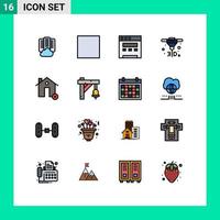 16 User Interface Flat Color Filled Line Pack of modern Signs and Symbols of estate cancel stop buildings direct Editable Creative Vector Design Elements