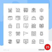 25 User Interface Line Pack of modern Signs and Symbols of connection network bed link globe Editable Vector Design Elements