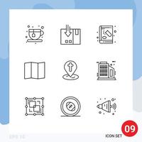 Outline Pack of 9 Universal Symbols of easter location book map experiment Editable Vector Design Elements