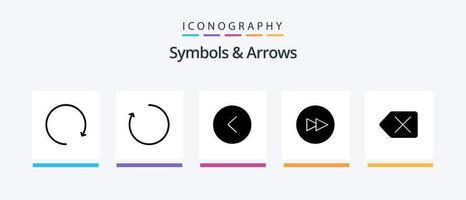 Symbols and Arrows Glyph 5 Icon Pack Including . next. . Creative Icons Design vector