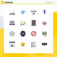 User Interface Pack of 16 Basic Flat Colors of accessories upload marketing laptop up Editable Pack of Creative Vector Design Elements