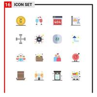 Modern Set of 16 Flat Colors Pictograph of performance labour seo labor communist Editable Pack of Creative Vector Design Elements