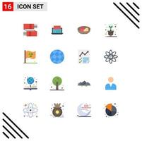 Pictogram Set of 16 Simple Flat Colors of eco bulb green online nest easter Editable Pack of Creative Vector Design Elements