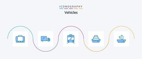 Paquete de 5 íconos azules de vehículos que incluye . transatlántico. esquife vector
