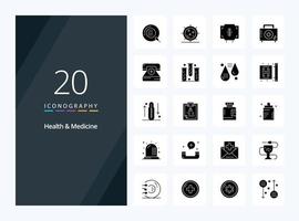 20 Health  Medicine Solid Glyph icon for presentation vector