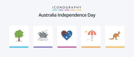 paquete de iconos planos 5 del día de la independencia de australia que incluye anómalo. disfrutar. Australia. mesa de trabajo. playa diseño de iconos creativos vector