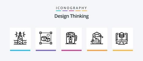 Design Thinking Line 5 Icon Pack Including store. box. design. sales. presentation. Creative Icons Design vector