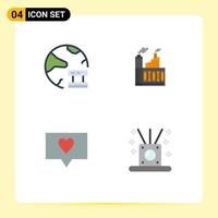 Set of 4 Commercial Flat Icons pack for cloud smoke network building love Editable Vector Design Elements