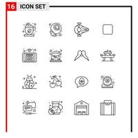 User Interface Pack of 16 Basic Outlines of control unchecked cruiser check box spacecraft Editable Vector Design Elements