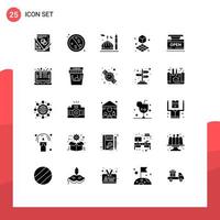 25 Thematic Vector Solid Glyphs and Editable Symbols of shape cube healthy islam cresent Editable Vector Design Elements