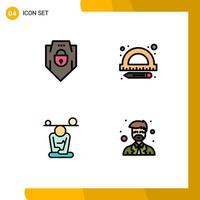 Universal Icon Symbols Group of 4 Modern Filledline Flat Colors of internet meditation web security school mindfulness Editable Vector Design Elements