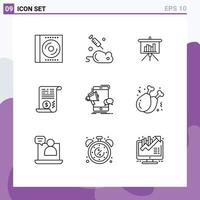 Set of 9 Commercial Outlines pack for bullhorn dollar science attachment report Editable Vector Design Elements