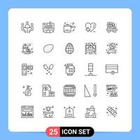 Universal Icon Symbols Group of 25 Modern Lines of living heart care graph hospital love Editable Vector Design Elements