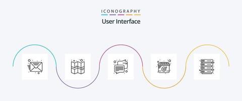 paquete de iconos de la línea 5 de la interfaz de usuario que incluye . mensaje. servidor. alojamiento vector