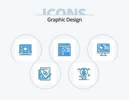 Graphic Design Blue Icon Pack 5 Icon Design. color. copy. laptop. notebook. increase vector