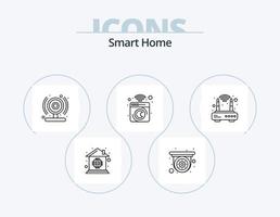 diseño de iconos del paquete de iconos de línea de hogar inteligente 5. casa. poder. chip. casa. energía vector