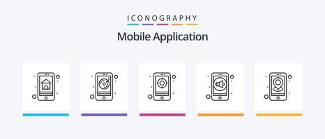 Mobile Application Line 5 Icon Pack Including check. care. gear. medical. app. Creative Icons Design vector