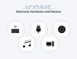 diseño de iconos del paquete de iconos de glifo de dispositivos 5. cámara. USB. hardware. conector cable vector