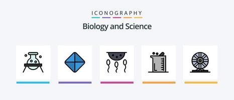 la línea de biología llenó un paquete de 5 íconos que incluye píldoras. peligroso. microbio. química. bioquímica. diseño de iconos creativos vector