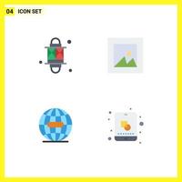 4 concepto de icono plano para sitios web móviles y aplicaciones linterna diseño de lámpara global elementos de diseño vectorial editables en Internet vector