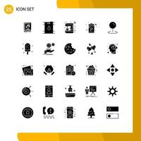 Universal Icon Symbols Group of 25 Modern Solid Glyphs of map device coffee charge smart Editable Vector Design Elements