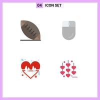 conjunto de 4 iconos modernos de la interfaz de usuario signos de símbolos para los elementos de diseño vectorial editables del corazón del ratón del cursor de la línea americana vector