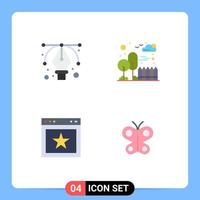 4 Flat Icon concept for Websites Mobile and Apps design favorite building park butterfly Editable Vector Design Elements