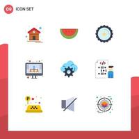 9 Universal Flat Colors Set for Web and Mobile Applications coding gear ecommerce cloud seo Editable Vector Design Elements