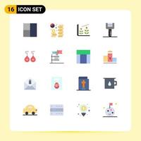 16 User Interface Flat Color Pack of modern Signs and Symbols of ballot love investment earing peeler Editable Pack of Creative Vector Design Elements