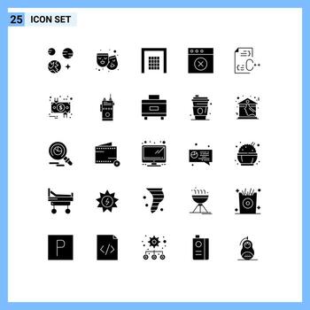 paquete de 25 signos y símbolos de glifos sólidos modernos para medios de impresión web, como desarrollar elementos de diseño vectorial editables de la aplicación c gate mac vector